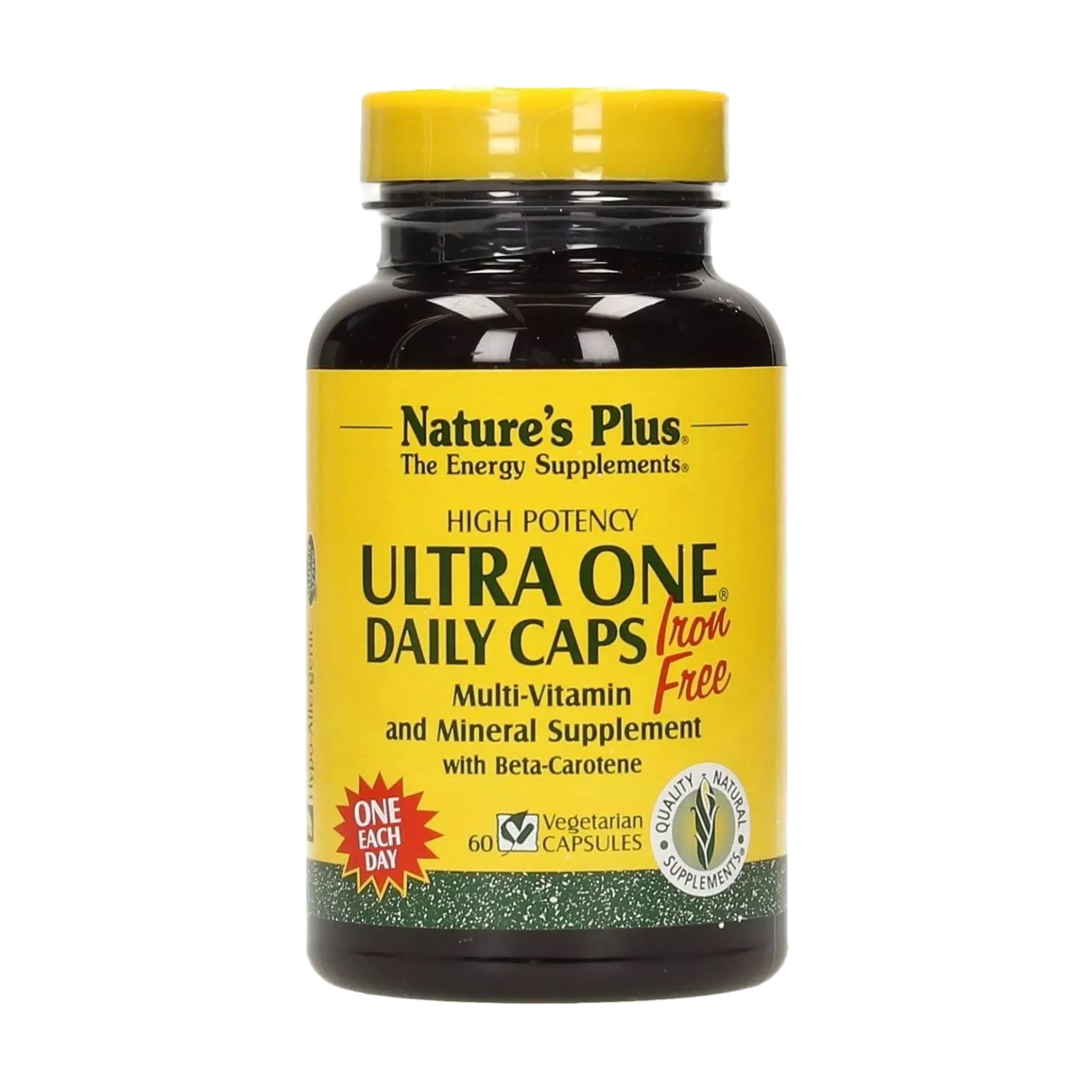 Мультивітаміни NaturesPlus Ultra One без заліза, 60 гелевих капсул